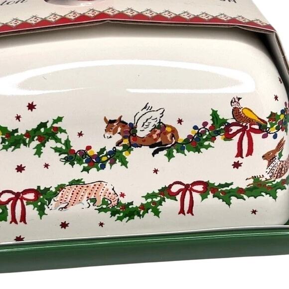 Cath Kidston London Christmas Garland Lidded Butter Dish New - Picture 5 of 5